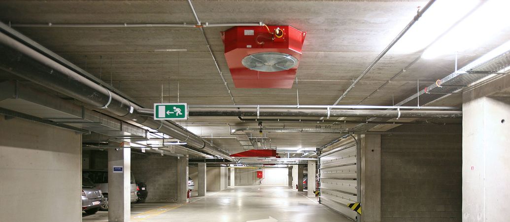 Évacuation de fumée et de chaleur dans le parking souterrain